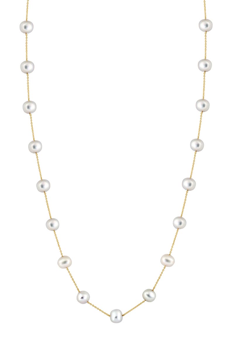 6.5-7mm Cultured Freshwater Pearl Necklace, Alternate, color, Gold Plated Silver