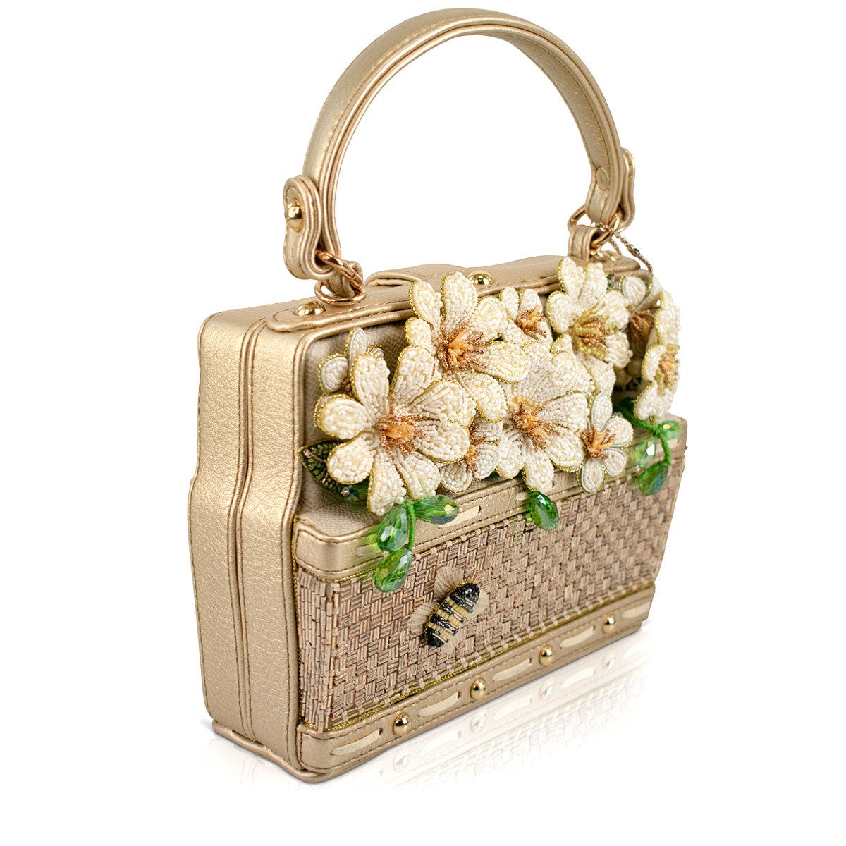 Mary Frances Accessories Basket of Sunshine Top Handle Handbag, Alternate, color, Gold