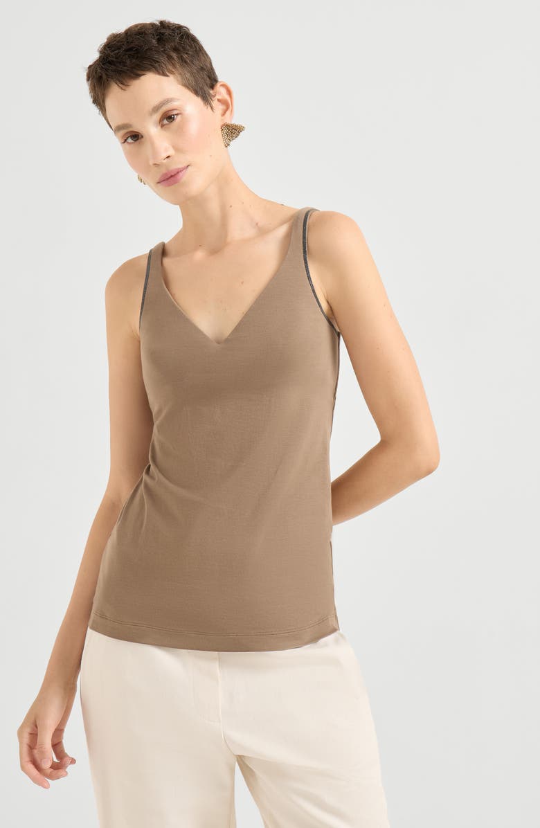 Brunello Cucinelli Jersey top, Alternate, color, Light Brown
