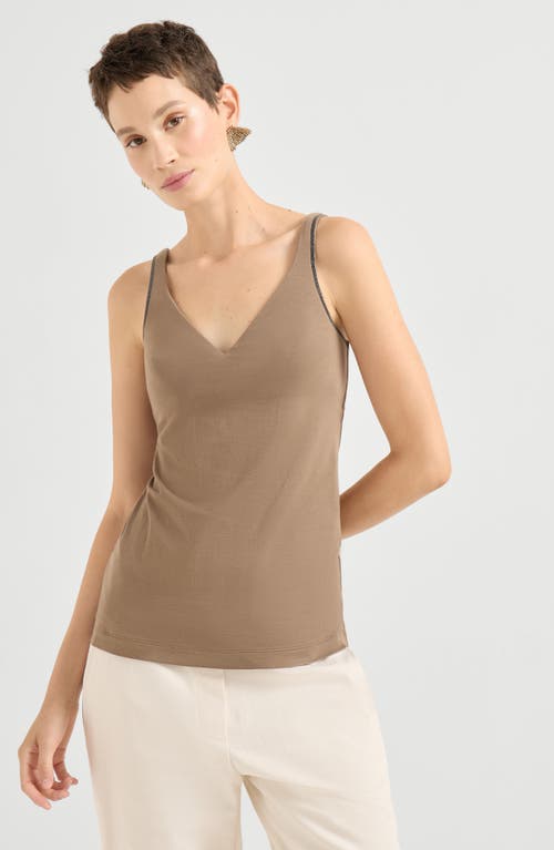 Brunello Cucinelli Jersey Top In Brown