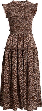 AUGUST SKY Smocked Mid Dress