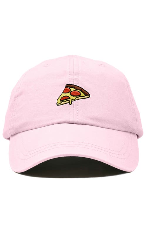 Dalix Pizza Slice Embroidered Dad Hat In Washed Pink