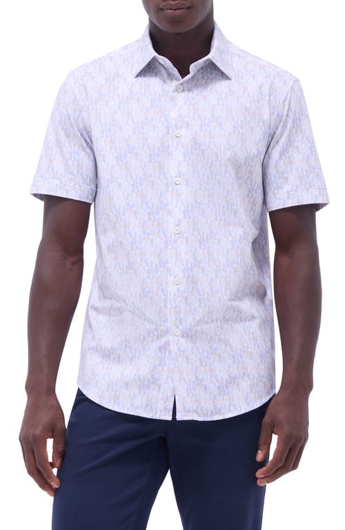 Bugatchi Miles Ooohcotton® Pineapple Print Short Sleeve Button-up Shirt In Sky
