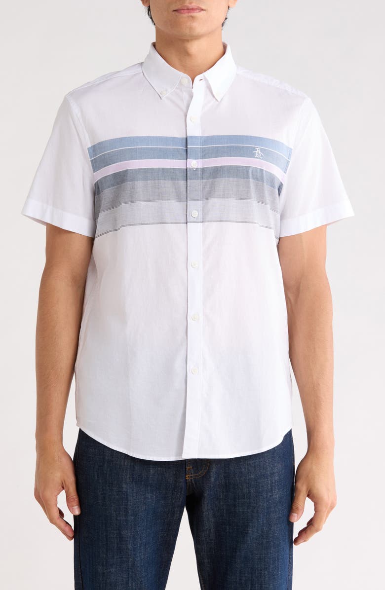 Original Penguin Lawn Cotton Button-Down Shirt, Main, color, Bright White