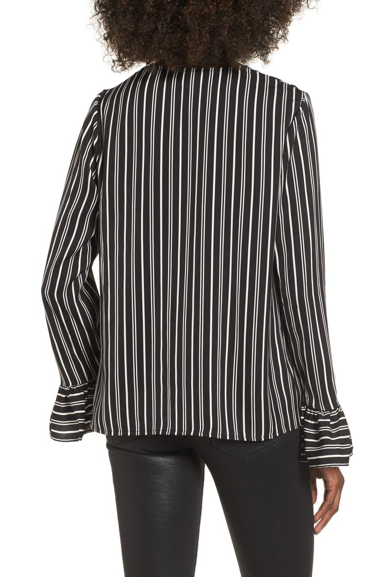 Ophelia Stripe Flare Cuff Top, Alternate, color, BLACK W/ IVORY