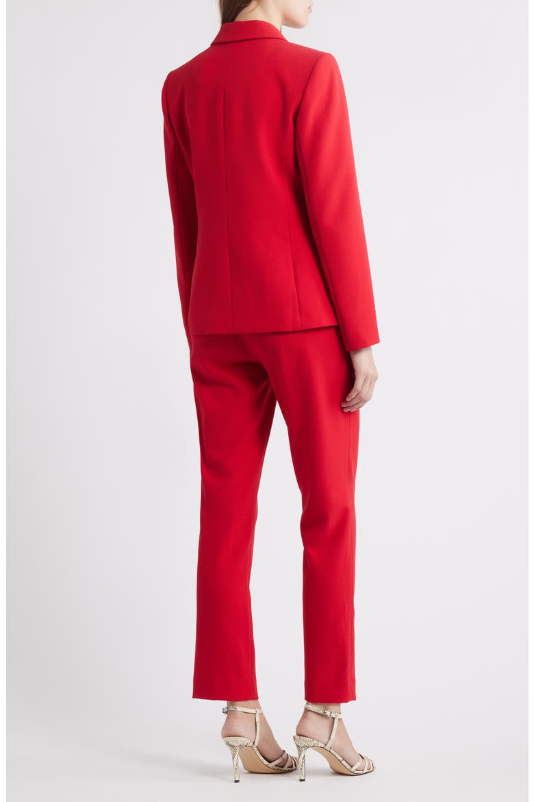 One-Button Crepe Jacket & Pants Set, Alternate, color, RED