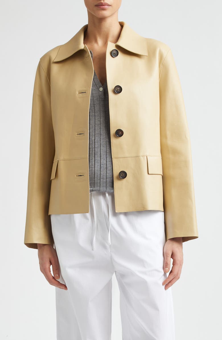 TOTEME Bonded Lambskin Leather Jacket, Main, color, Chai