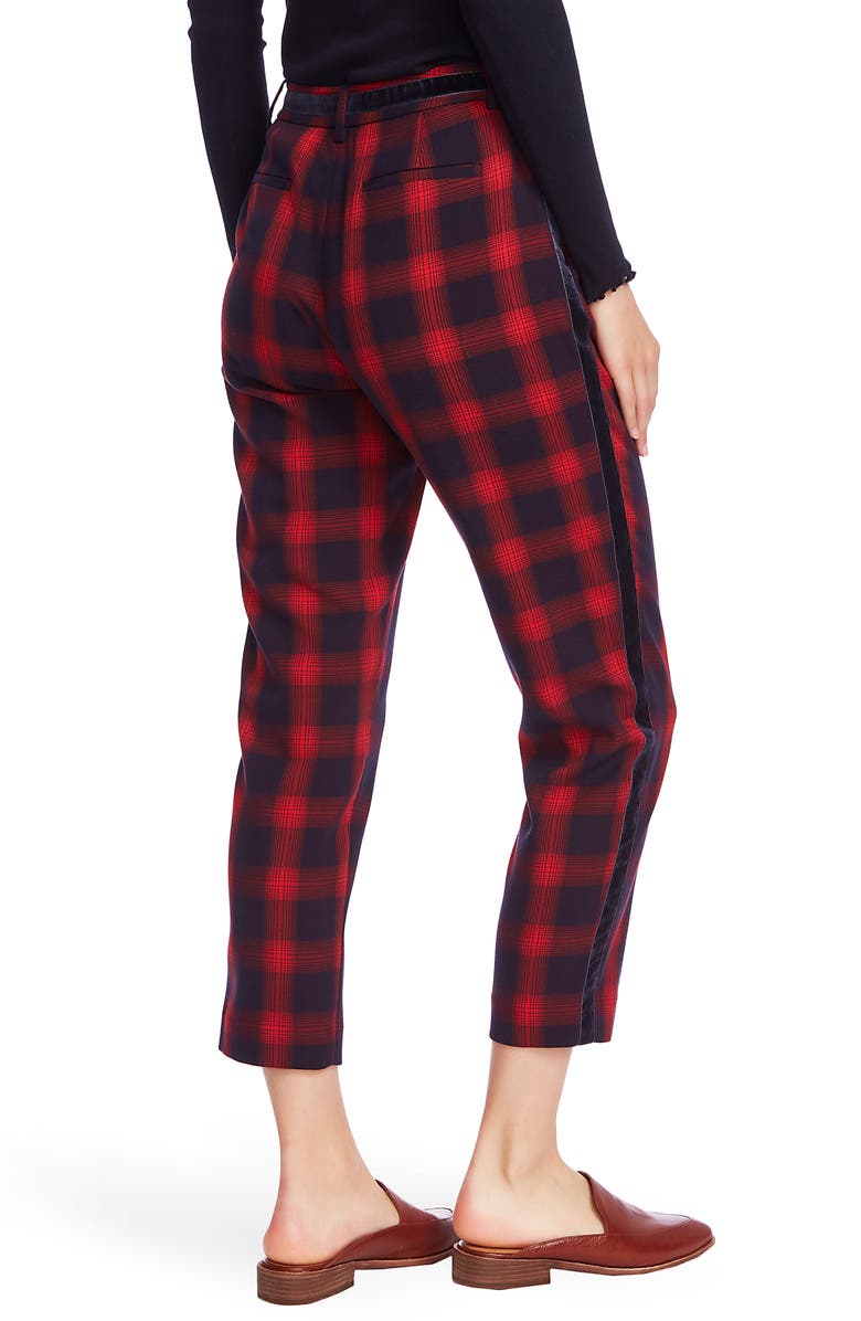 Court & Rowe Velvet Stripe Shadow Plaid Crop Pants, Alternate, color, 