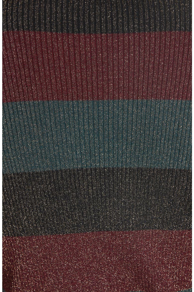 Mariel Metallic Stripe Turtleneck Sweater, Alternate, color, BLACK/ RIOJA/ DEEP EMERALD