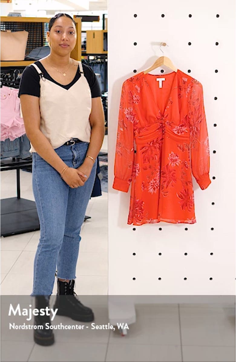 Floral Shirred Waist Long Sleeve Dress, sales video thumbnail