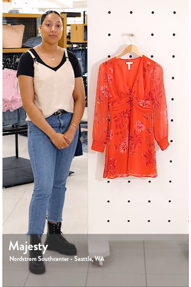 Floral Shirred Waist Long Sleeve Dress video