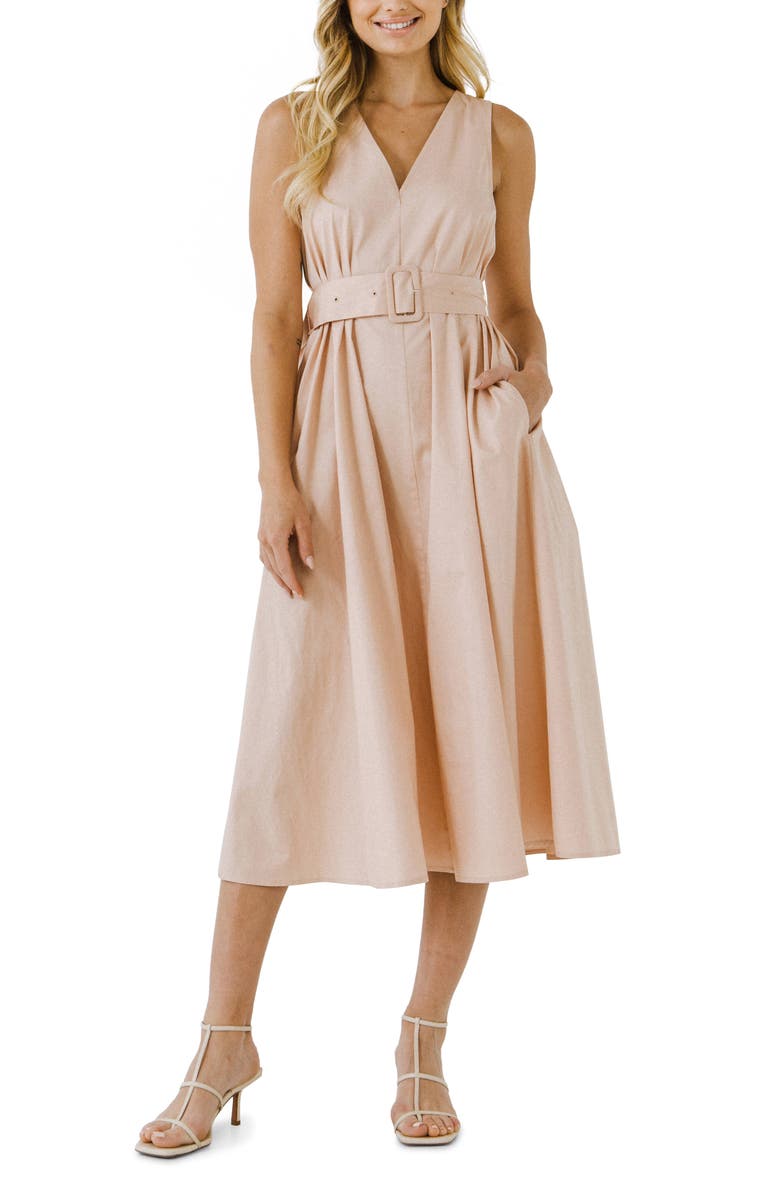 English Factory Voluminous Belted Cotton Dress, Main, color, 