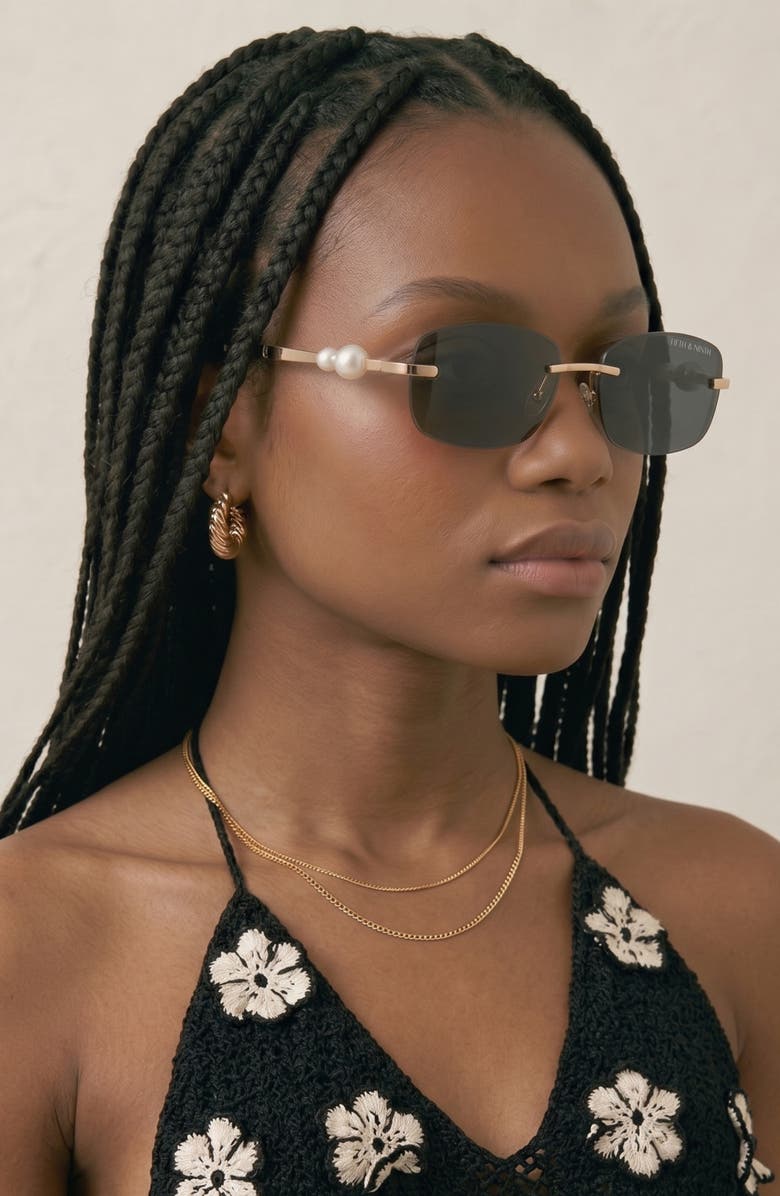 Fifth & Ninth Perla 57mm Rectangular Sunglasses, Alternate, color,