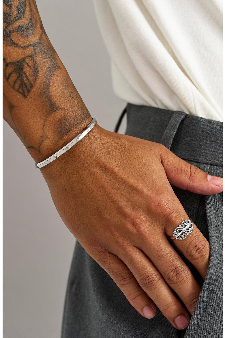 Fleur de Lis Cuff Bracelet, Alternate, color, Silver