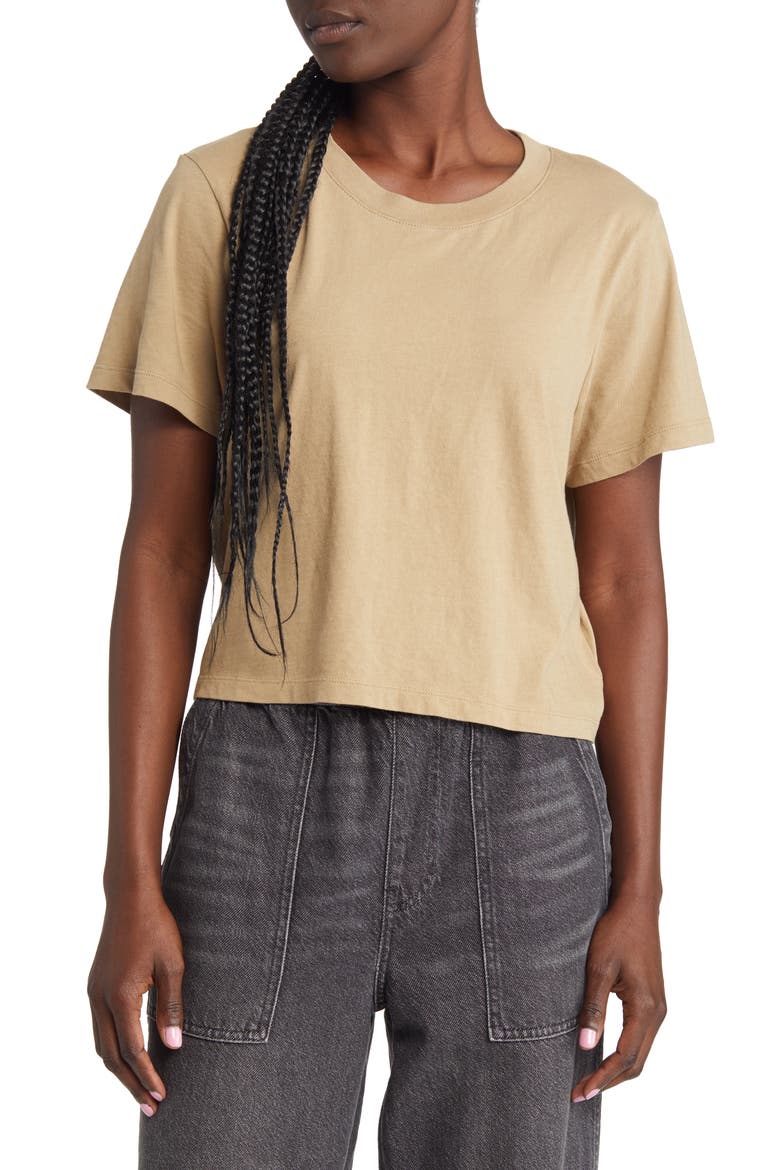Lakeshore Softfade Cotton Crop Tee, Main, color, DRILL KHAKI