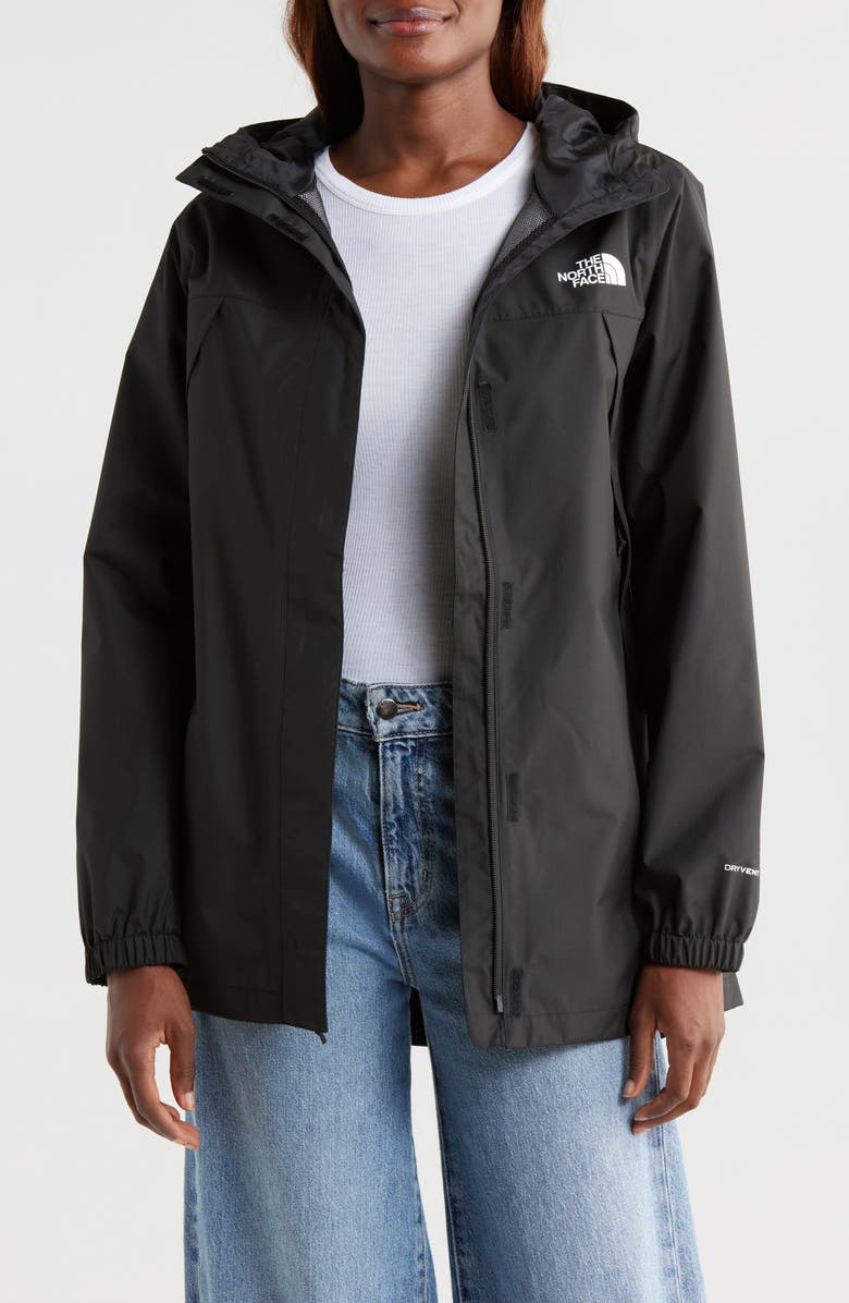 The North Face Antora Waterproof Hooded Rain Parka, Main, color, Tnf Black