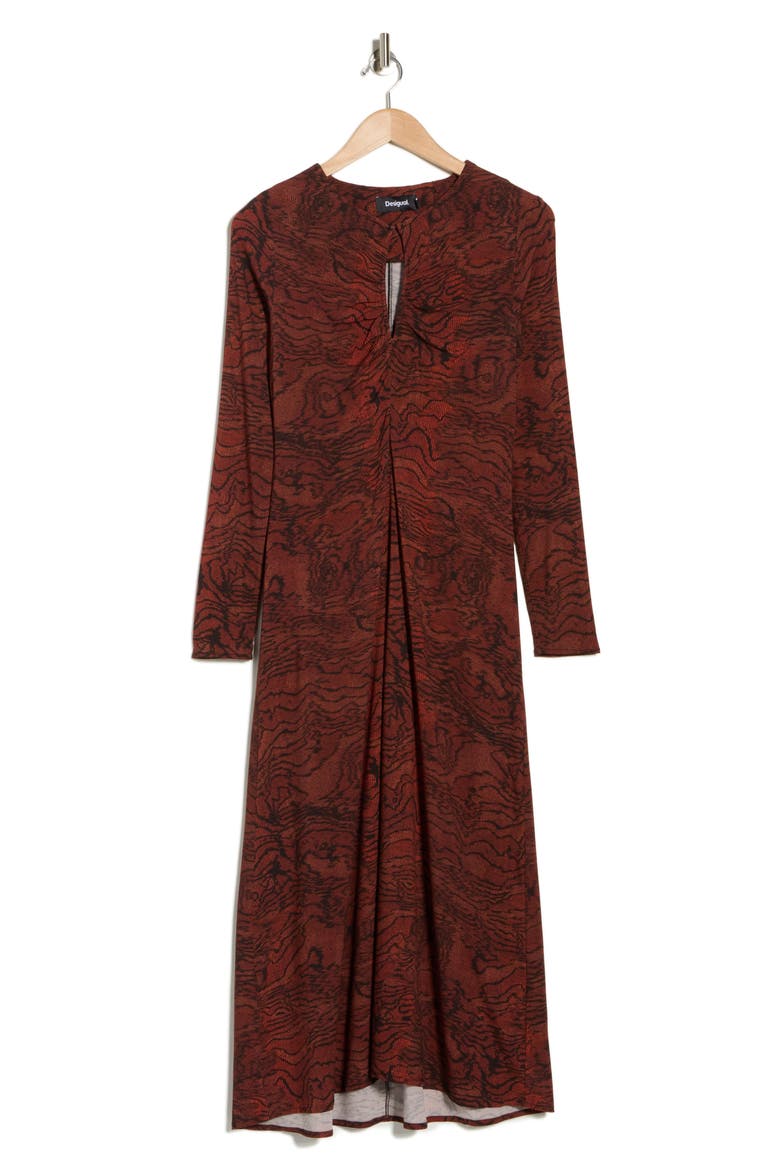 Print Long Sleeve Maxi Dress, Alternate, color, ORANGE