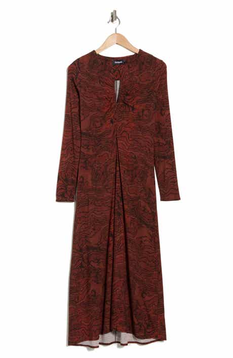 Desigual Print Long Sleeve Maxi Dress