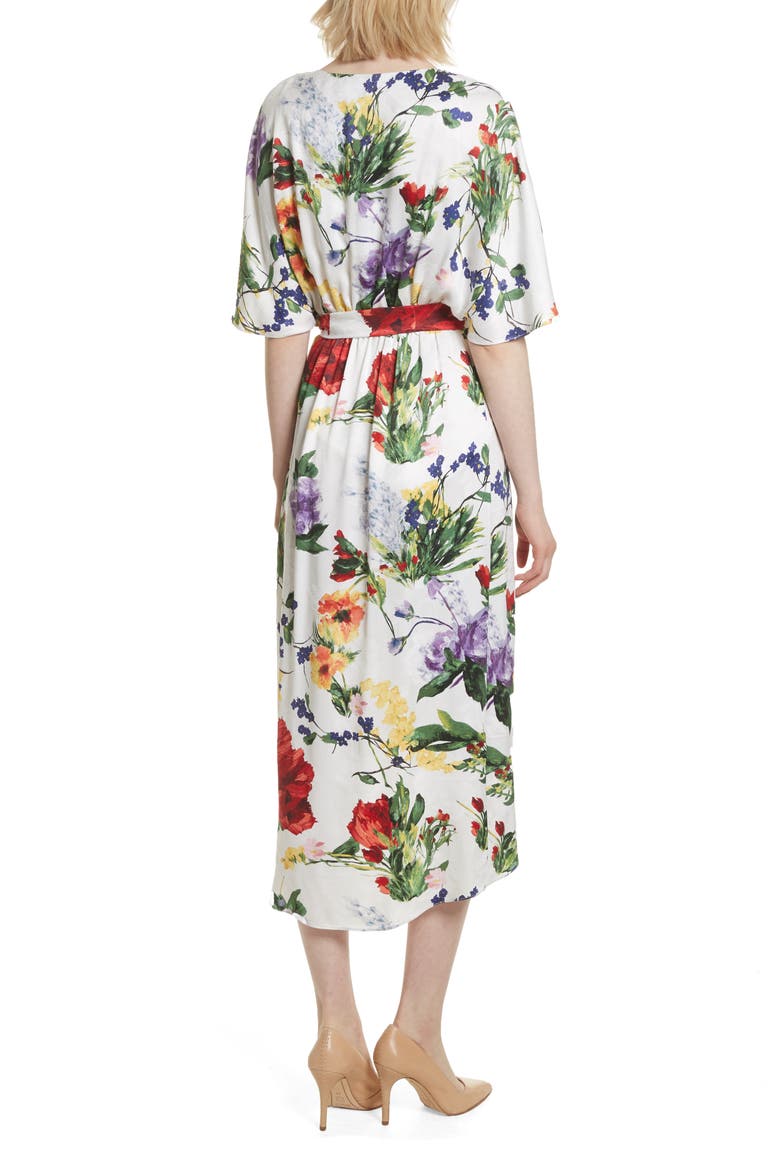 Clarine Floral Wrap Midi Dress, Alternate, color, WILDFLOWER