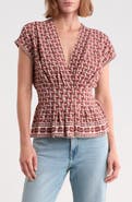 MAX STUDIO V-Neck Short Sleeve Pleated Top
