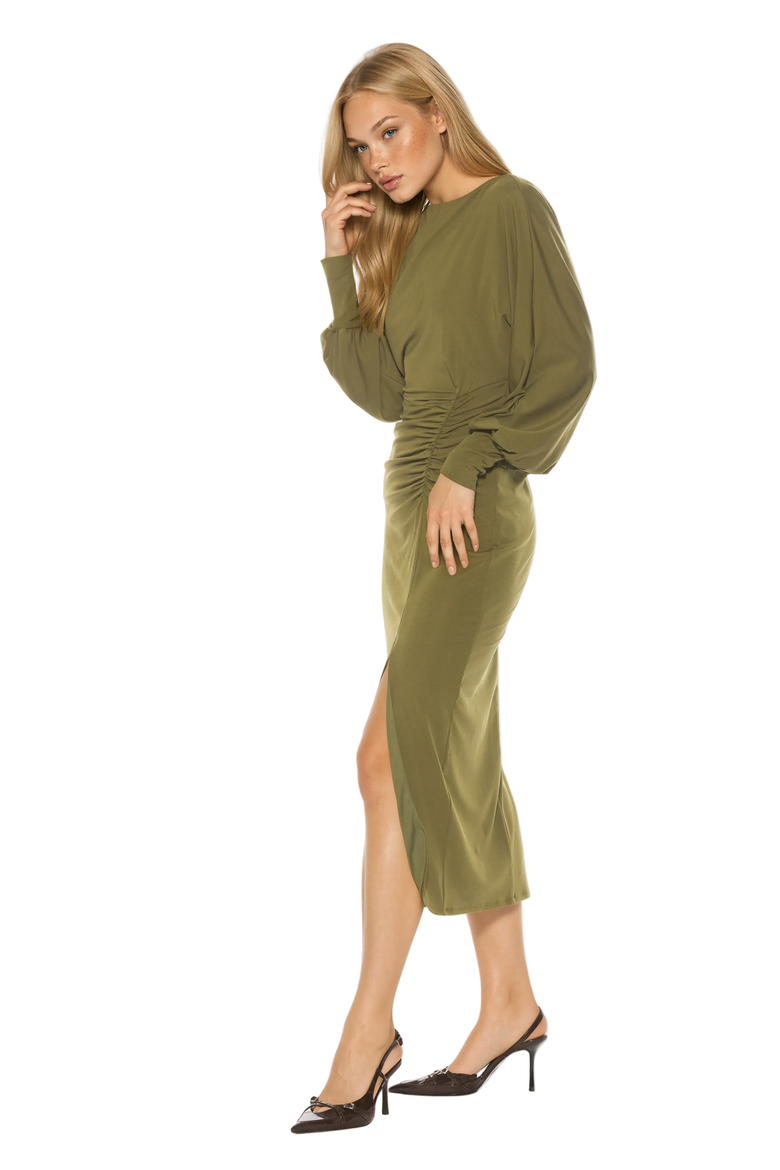 Uri Boatneck Dolman Sleeve Dress with V Back, Alternate, color, Sage