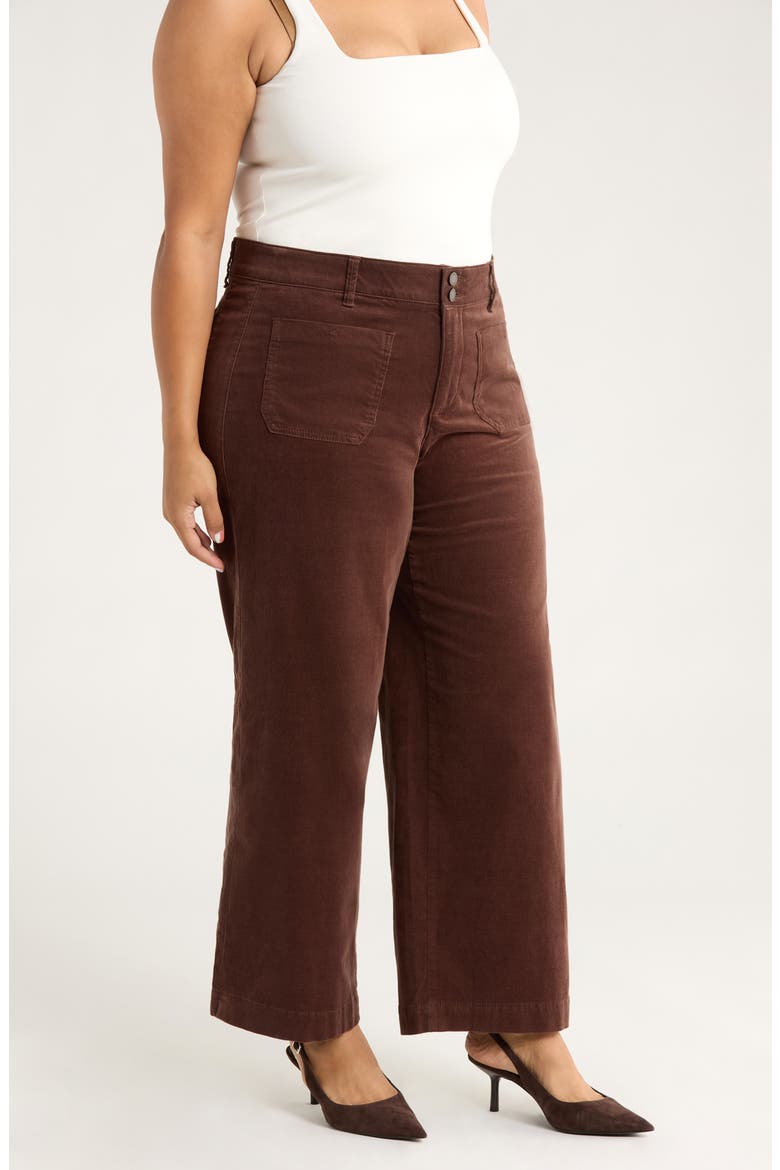 Emma Patch Pocket High Waist Wide Leg Corduroy Pants, Alternate, color, COLD BREW