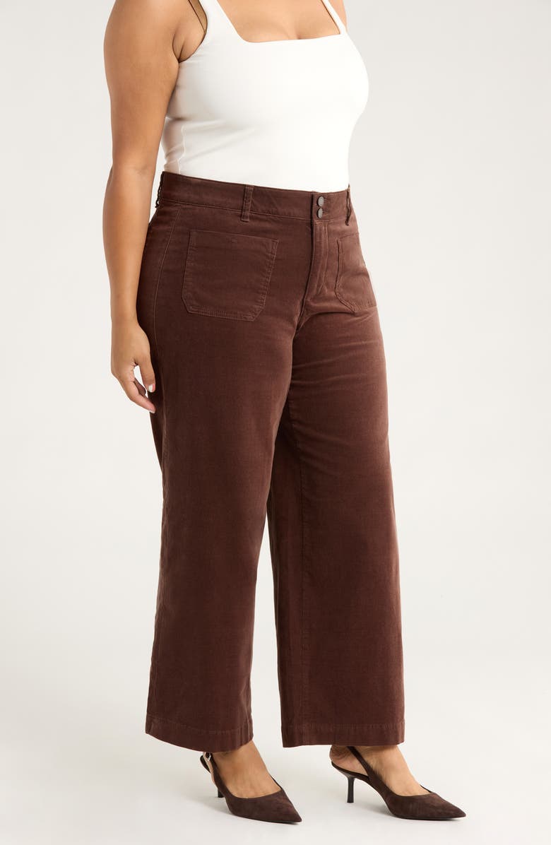 Wit & Wisdom Emma 'Ab'Solution Patch Pocket High Waist Wide Leg Corduroy Pants, Alternate, color, Cold Brew