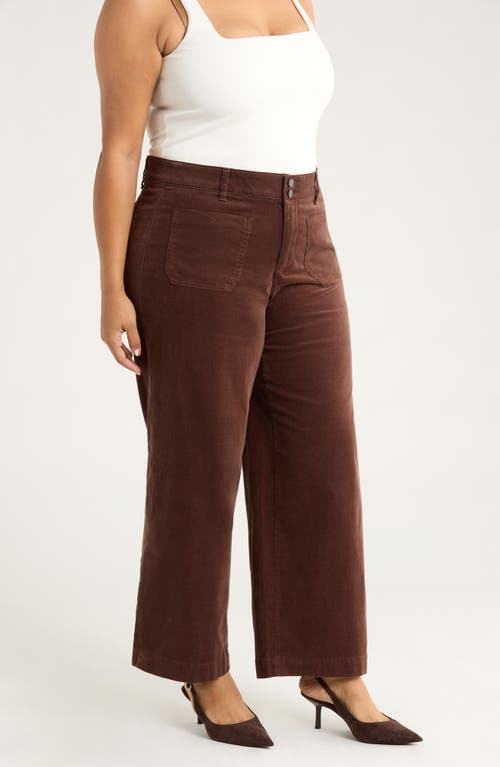 Wit & Wisdom Emma 'ab'solution Patch Pocket High Waist Wide Leg Corduroy Pants In Brown