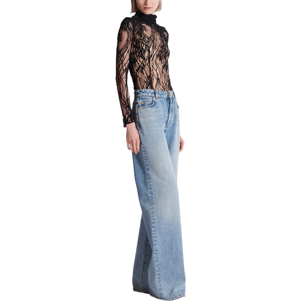 Balmain Long-sleeved Lace Body In Multi