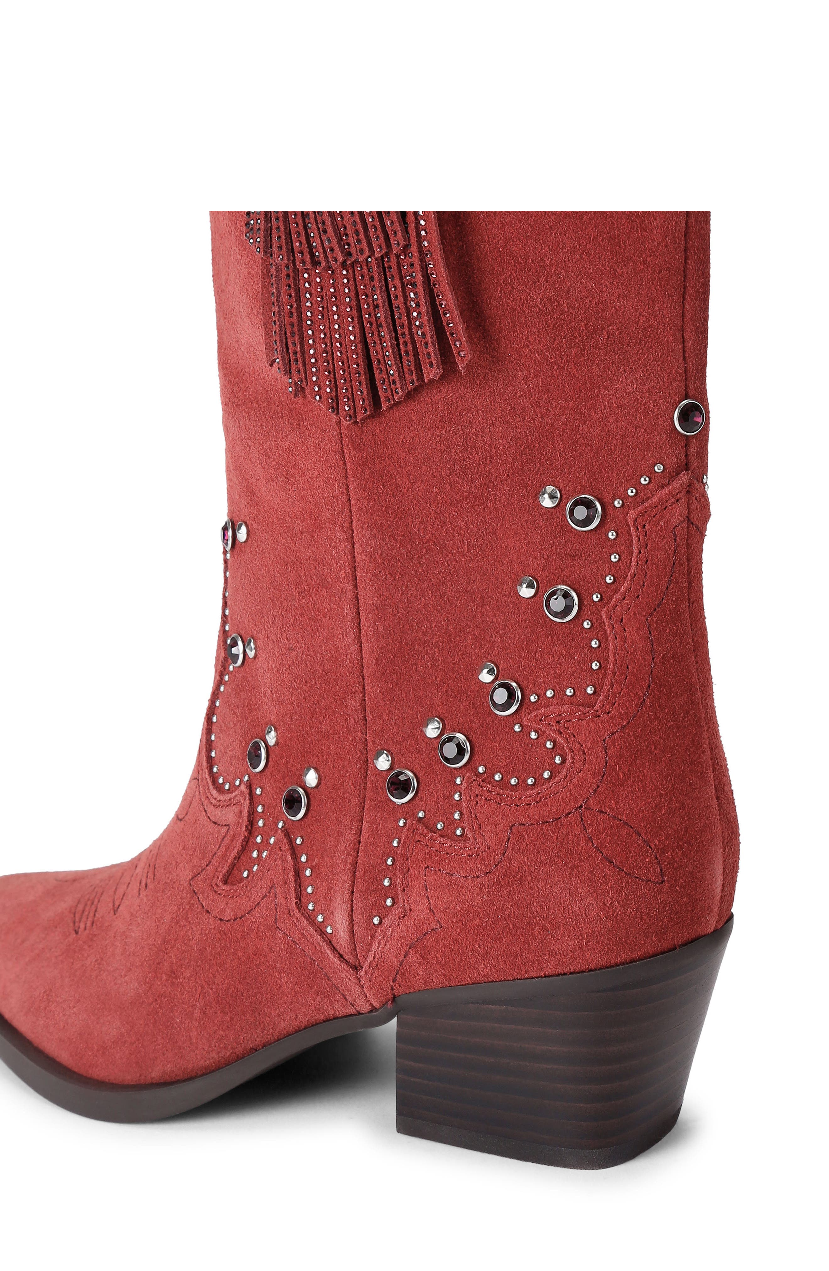 Kurt Geiger London Western Tassel Boot, Alternate, color, Medium Red