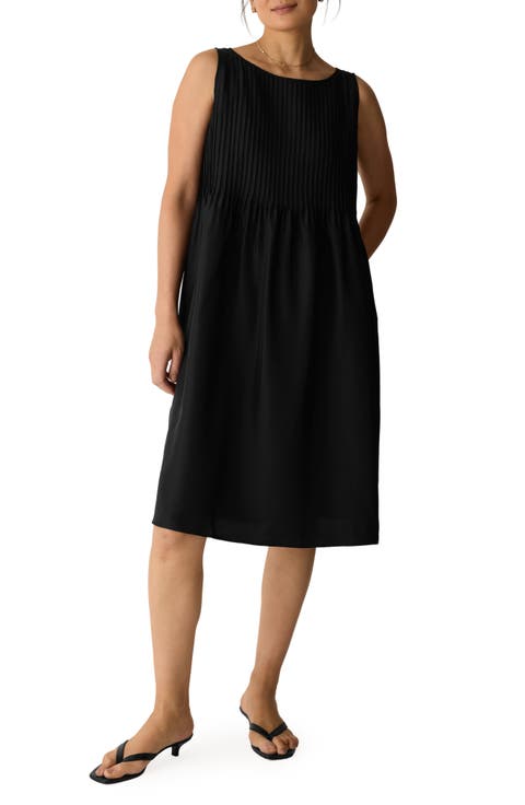 Pleated Silk Dress (Regular & Petite)