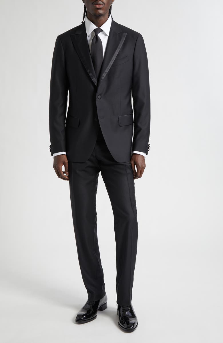 Boglioli Stretch Wool Tuxedo, Main, color, Black