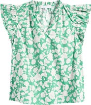 SUGARLIPS Baxley Risette Ruffle Floral Cotton Top