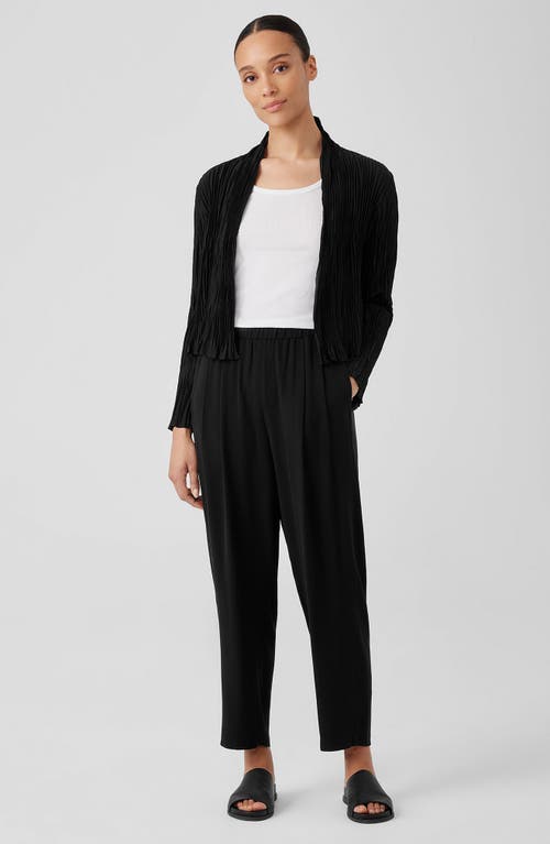 Eileen Fisher Open-front Crinkled Silk Jacket In Black