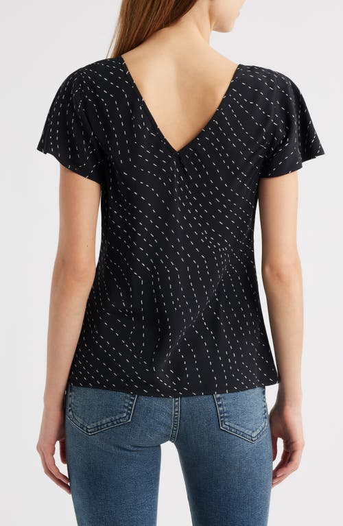 Rag & Bone Yvonne Print Flutter Sleeve Top In Black