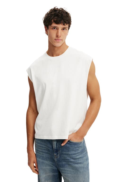 Cotton On Men's Cropped Fit Muscle in Vintage White 
