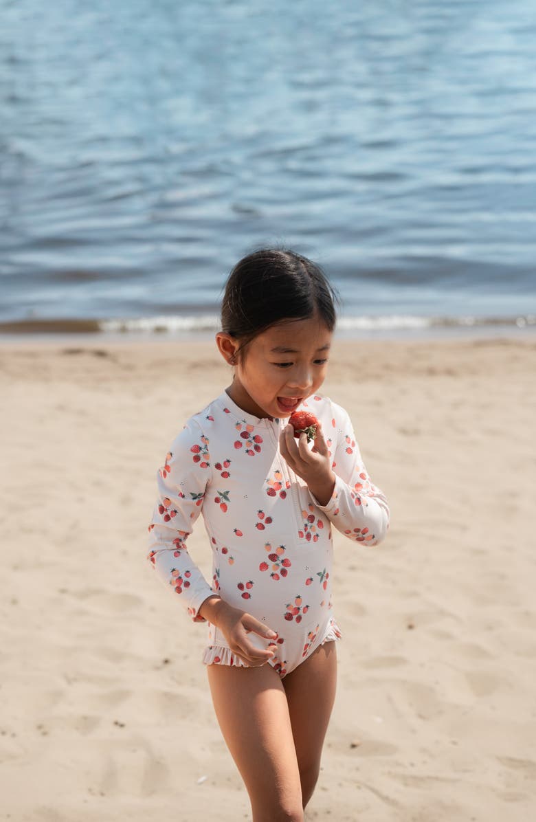 Petit Lem Long Sleeve UPF 50+ One-Piece Swimsuit, Alternate, color, Light Pink