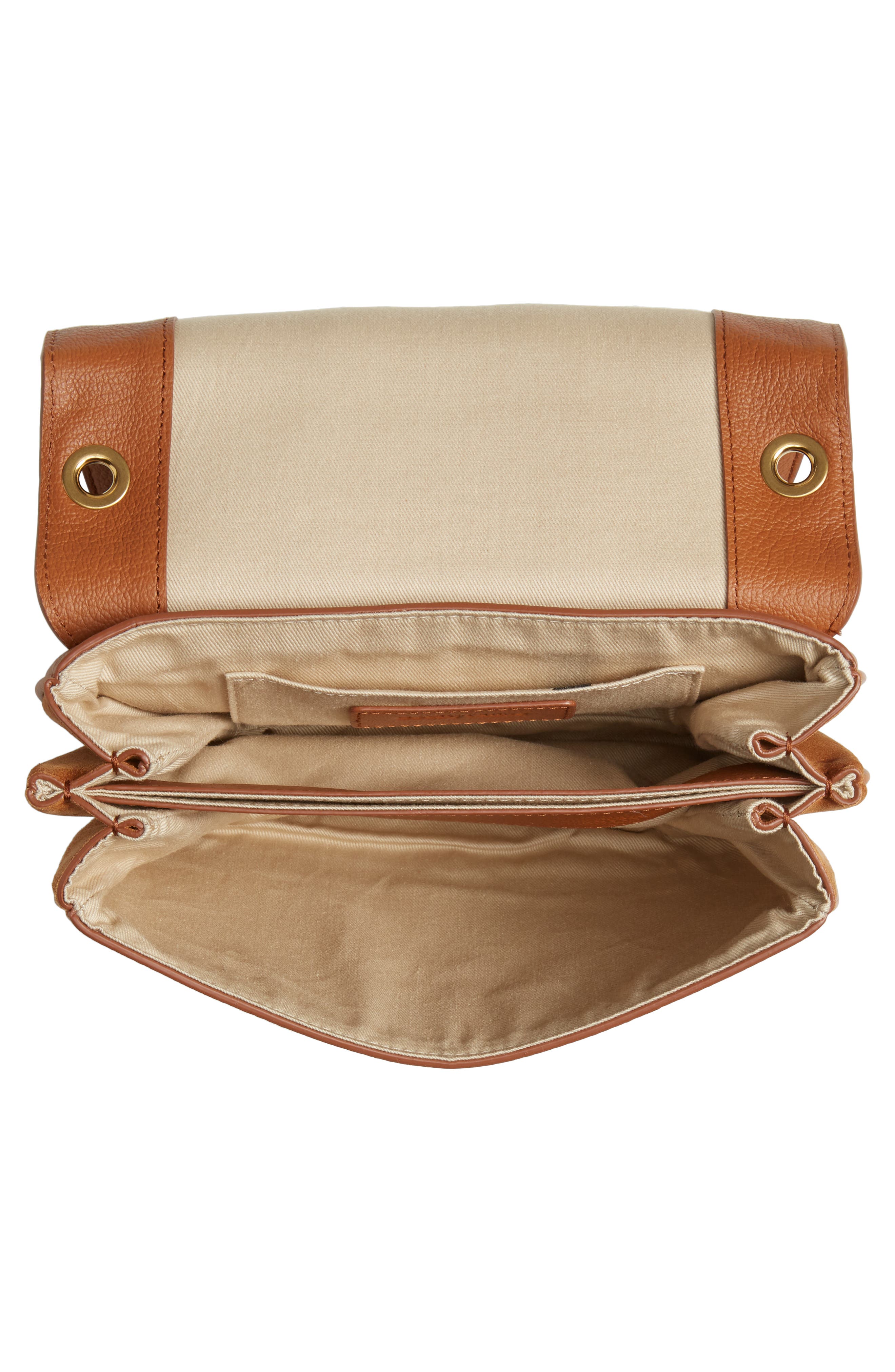 See by Chloé Hana Suede & Leather Shoulder Bag, Alternate, color, Caramello