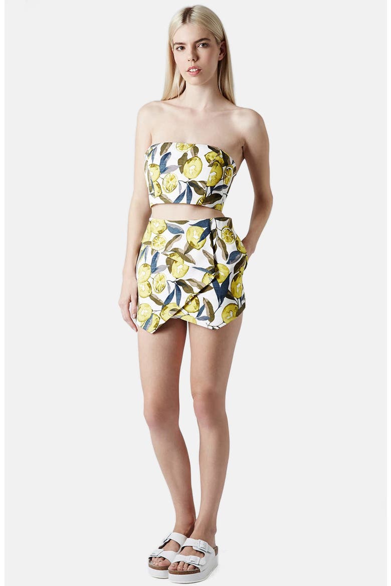 Lemon Print Pointed Hem Skort, Alternate, color, YELLOW MULTI