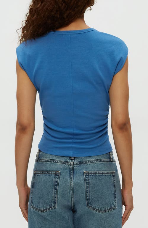 Michael Stars Joni Power Shoulder Rib Top In Ocean