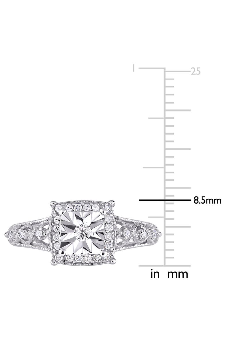 Diamond Square Halo Ring Sterling Silver, Alternate, color, Sterling Silver