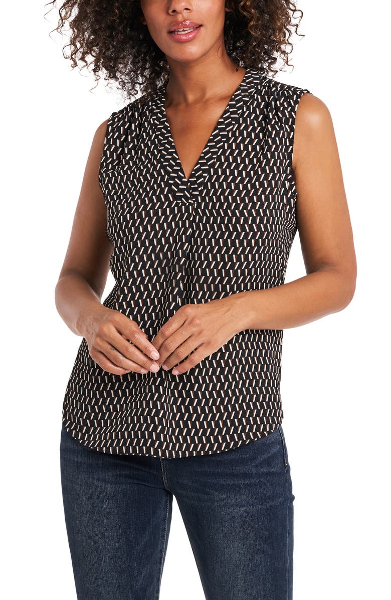 Vince Camuto Dash Print Sleeveless V-Neck Blouse, Main, color, 