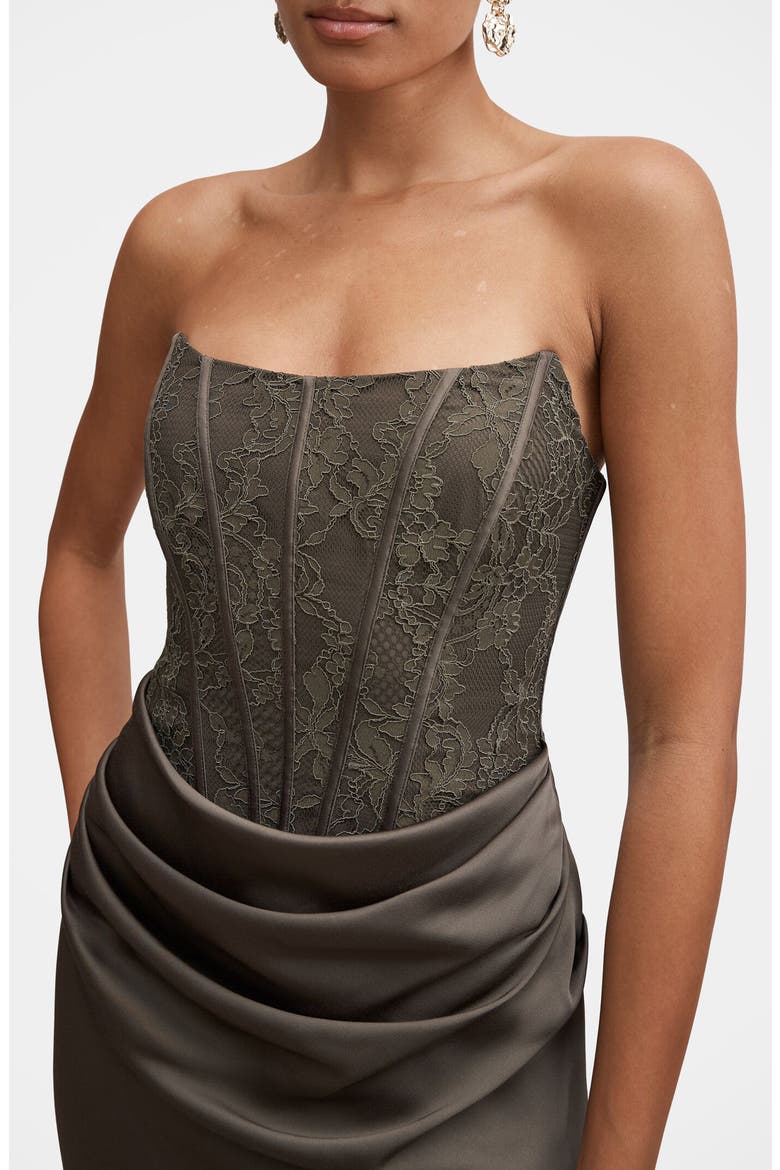 Ivy Lace Strapless Maxi Dress, Alternate, color, OLIVE NIGHT