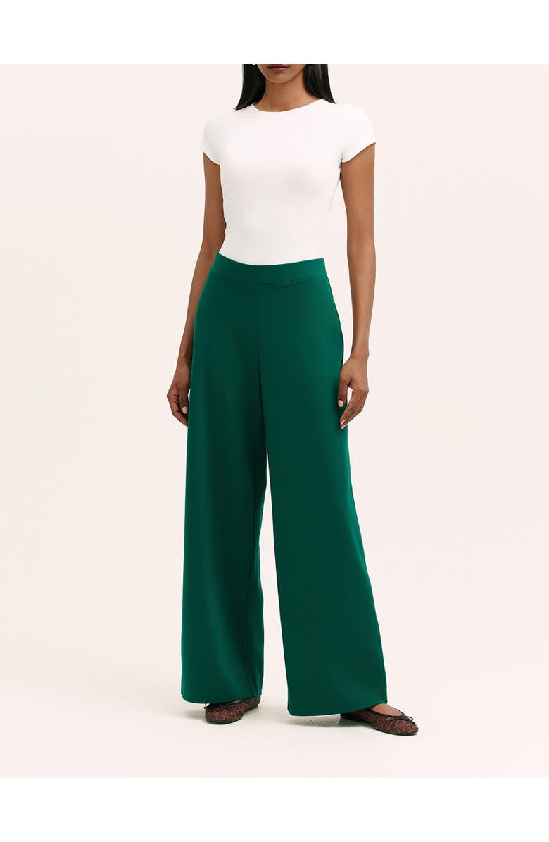 Finery London Kenzie Ponte Jersey Wide Leg Trousers, Alternate, color, Bottle Green