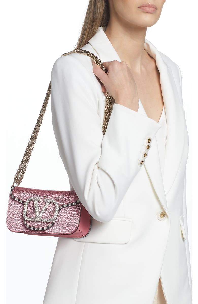 Valentino Garavani Small Locò Embellished Silk Shoulder Bag, Alternate, color,