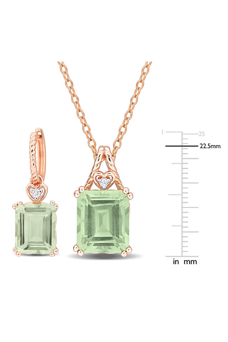 Emerald-Cut Green Quartz Earrings & Necklace Set, Alternate, color, GREEN