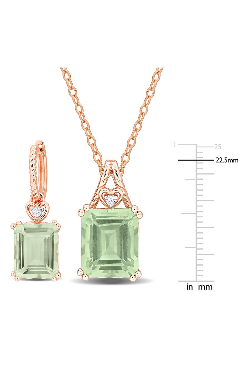 DELMAR Emerald-Cut Green Quartz Earrings & Necklace Set, Alternate, color, Green