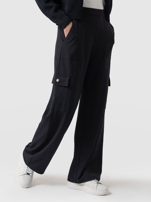Saint + Sofia Cargo Chelsea Wide Leg Pant In Blue