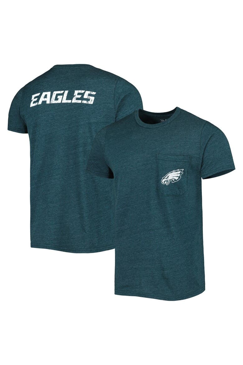 Men's Majestic Threads Midnight Green Philadelphia Eagles Tri-Blend Pocket T-Shirt, Main, color, Green