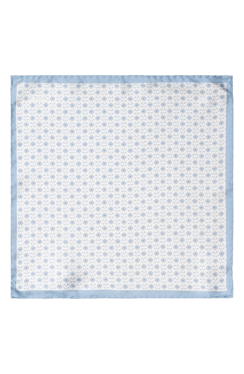 Eton Geometric Print Silk Pocket Square, Alternate, color,